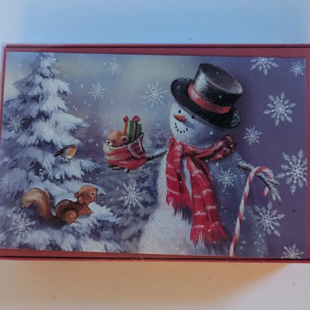 NWT 16 Glitter Snowman Christmas Cards American Greetings Sealed Box Holiday NIB